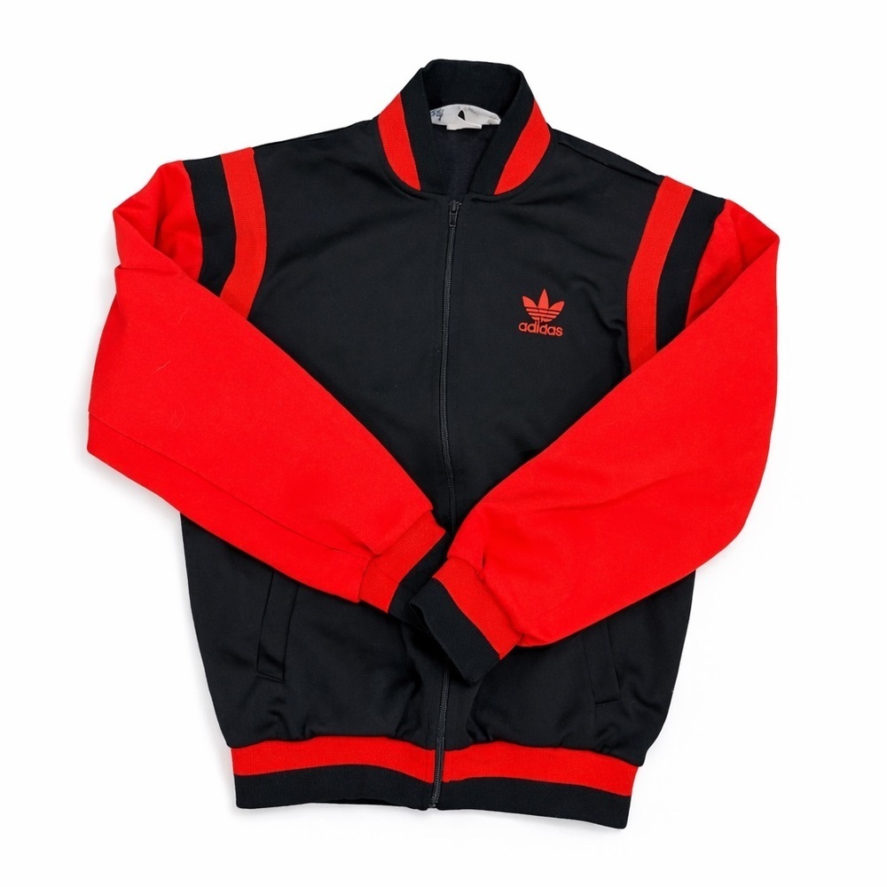 Vintage Adidas Trefoil Track Jacket Black Red Retro 80s 90s Streetwear medium